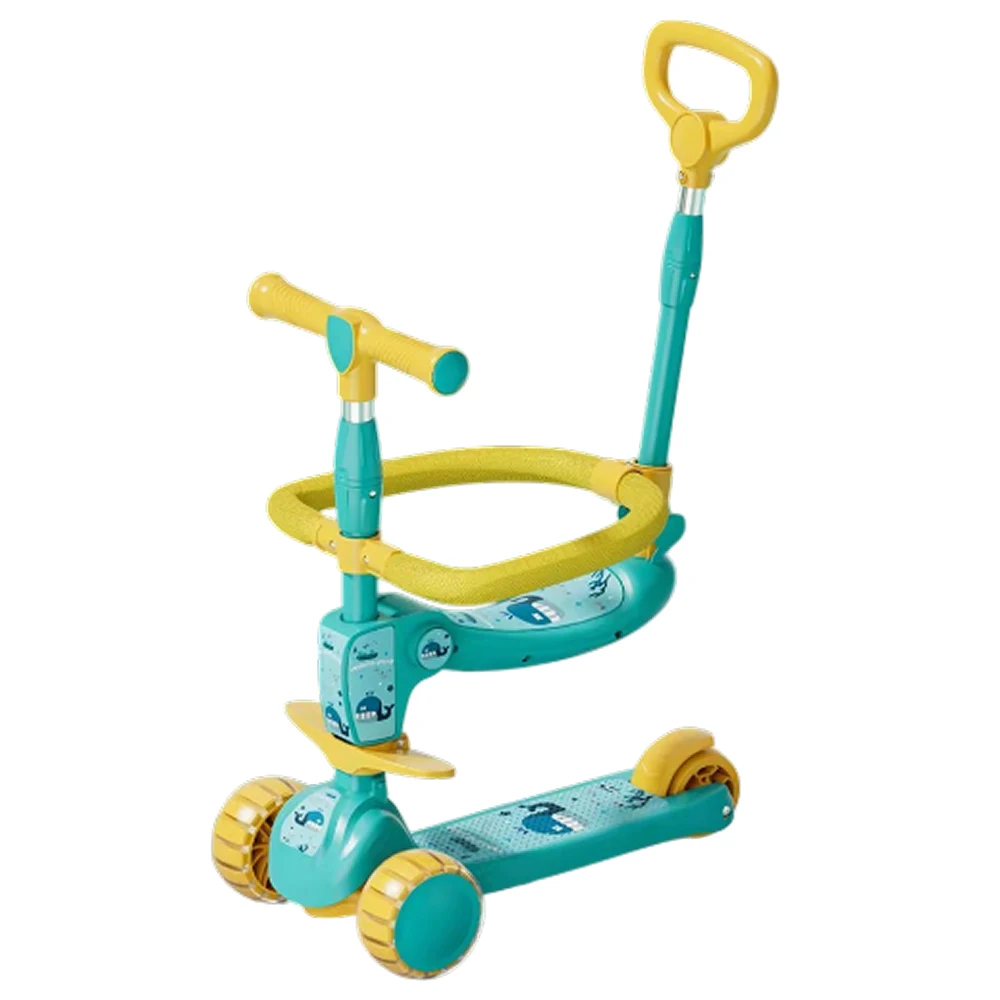 Trotinetă pentru copii 6 în 1 cu scaun, mâner parental, roți luminoase și muzică, 3 culori, RTM Scooter (JSC366) [3]