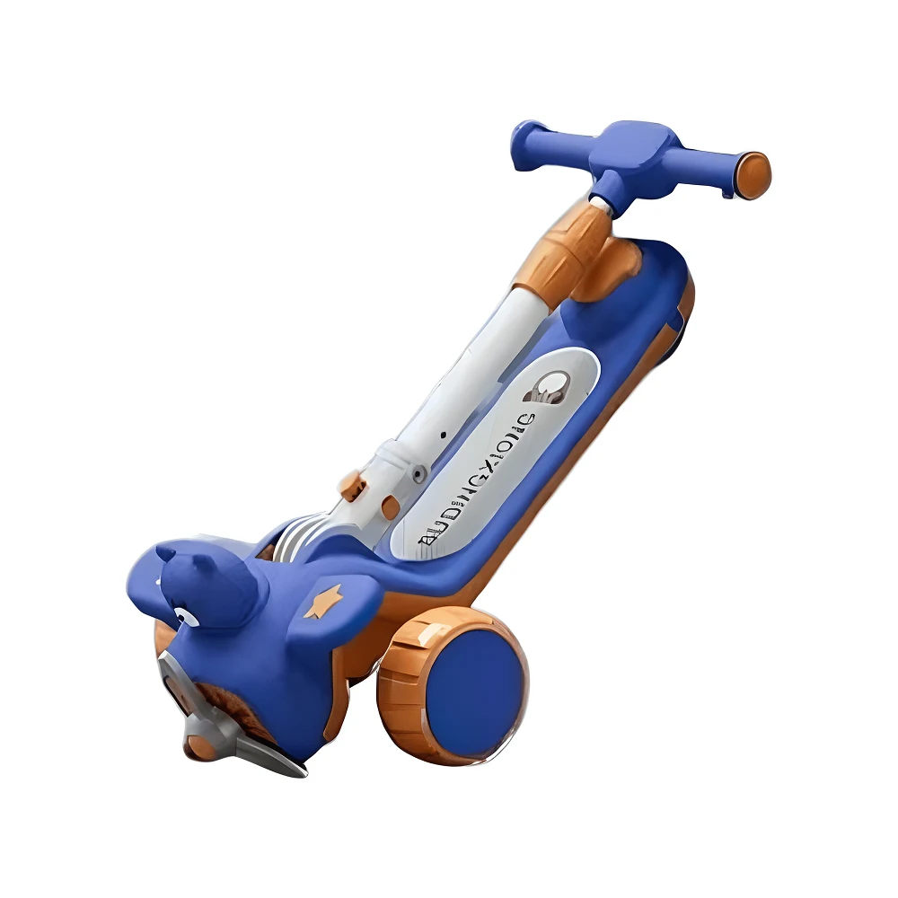 Trotinetă pentru copii 6 în 1 cu scaun, mâner parental, roți luminoase și muzică, albastru, RTM Scooter (64473) [2]