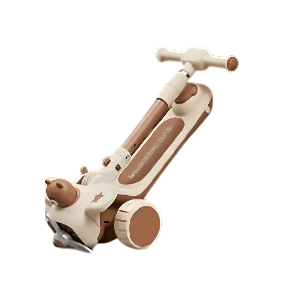 Trotinetă pentru copii 6 în 1 cu scaun, mâner parental, roți luminoase și muzică, bej, RTM Scooter (91573) [3]