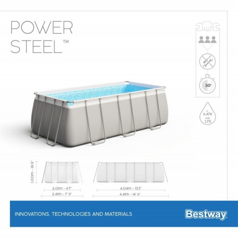 Bestway Piscină Power Steel 404x201x100cm, 6478L, carcas metal [12]