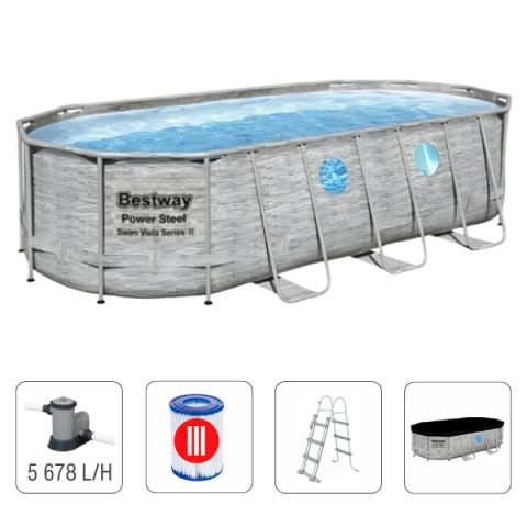 Bestway Piscină Power Steel 549х274х122 cm, 13430L, metal carcas Piscine cu cadrul metalic - Bestway Piscină Power Steel 549х274х122 cm, 13430L, metal carcas