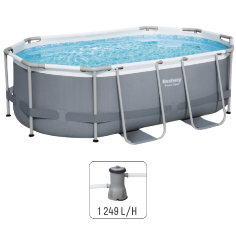 Bestway Piscină Power Steel Oval 305x200x84cm, 3668L, carcas metal [8]