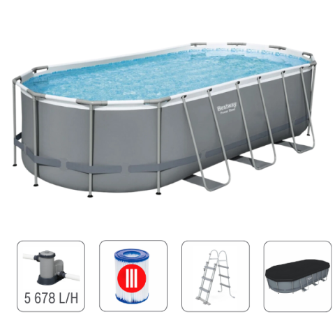 Toate Produsele - Bestway Piscină Power Steel Oval 549x274x122cm, 13430L, carcas metal