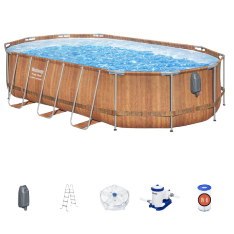 Bestway Piscină Power Steel Oval 610х366х122cm, 20241L, carcas metal [2]