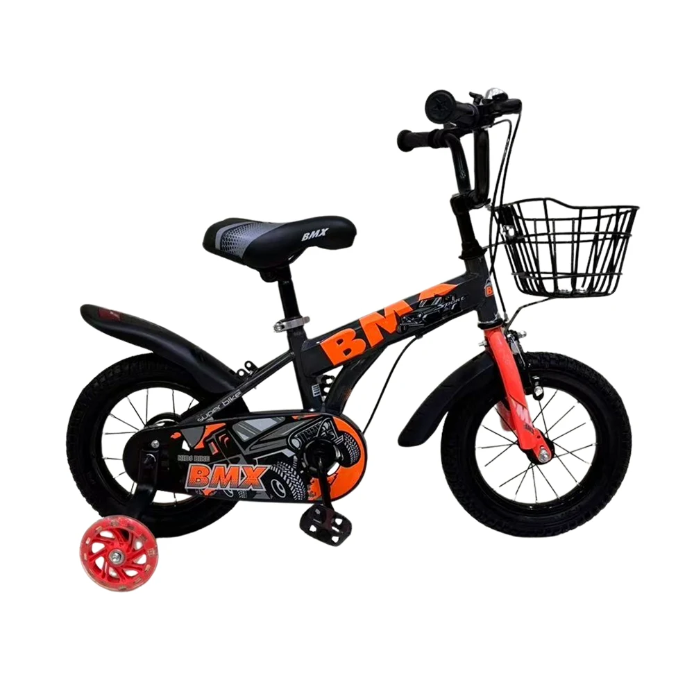Transport pentru copii - Bicicletă pentru copii 12', cu roți ajutătoare (JIPU-12 oranj)