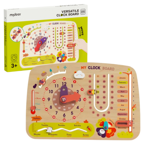 0-3 ani - Busyboard  8 în 1 „Calendar cu ceas”