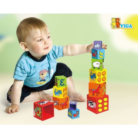 Cuburi multicolore de lemn "Învățăm culorile, cifrele și să numărăm" [1]