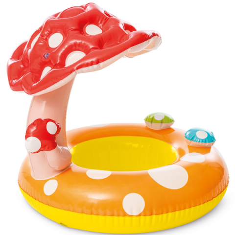 Cercuri pentru înot - INTEX Cerc gonflabil "Ciupercuța" cu decupaje pentru picioare și baldachin D 69 cm, până la 15kg, 1-2 ani