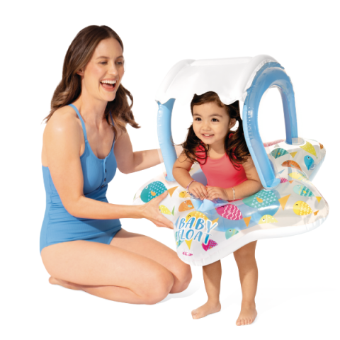 INTEX Cerc gonflabil cu decupaje pentru picioare și baldachin 81х79 cm, până la 15kg, 1-2 ani [1]