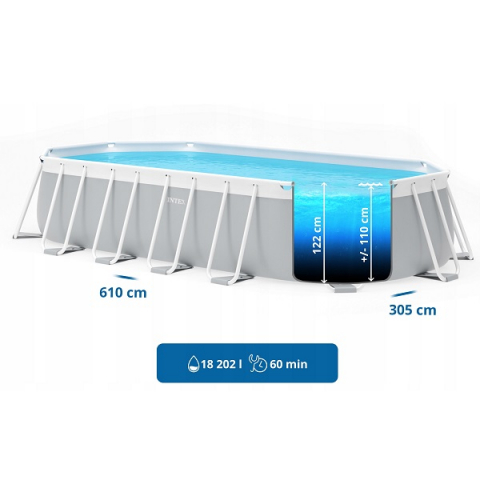 INTEX Piscină PRISM FRAME OVAL 610х305×122сm, 18202L, cadru metalic [4]