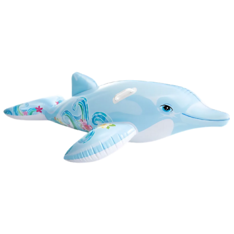 Cercuri pentru înot - INTEX Plută-saltea gonflabilă “Delfin” cu mânere, 175х66 cm, până la 40 kg, 3+