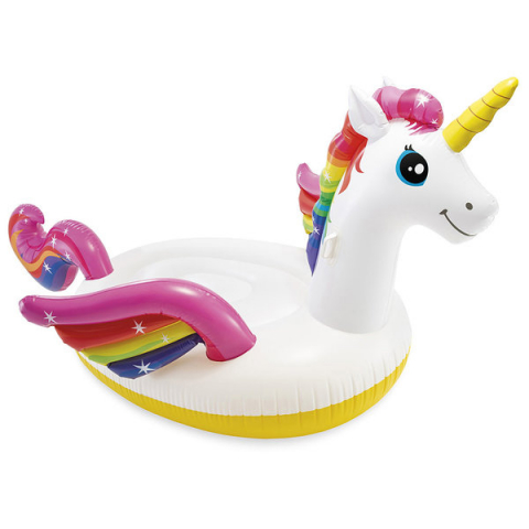 Cercuri pentru înot - INTEX Plută-saltea gonflabilă “Unicorn gigant" cu mânere, 251x163x145 cm, până la 200 kg, 14+