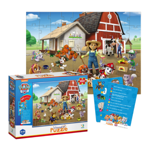 Puzzle - Joc de dezvoltare-puzzle "Patrula cățelușilor la fermă", seria Wimmelpuzzle, 60 elem.