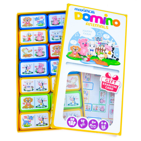 Joc de masă „Domino multicolor cu animale”,  28 dominouri [9]