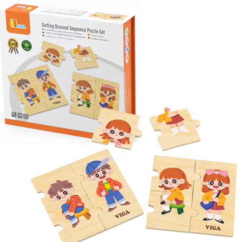 Puzzle - Joc logic de puzzle  „Învățăm să ne îmbrăcăm”, 28 elem.