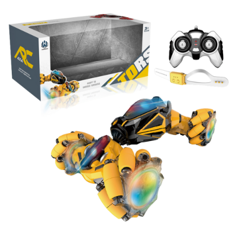 6-9 ani - Mașină Radio-Control: cu roți luminoase și control prin ceas, USB și acumulator (2 culori)