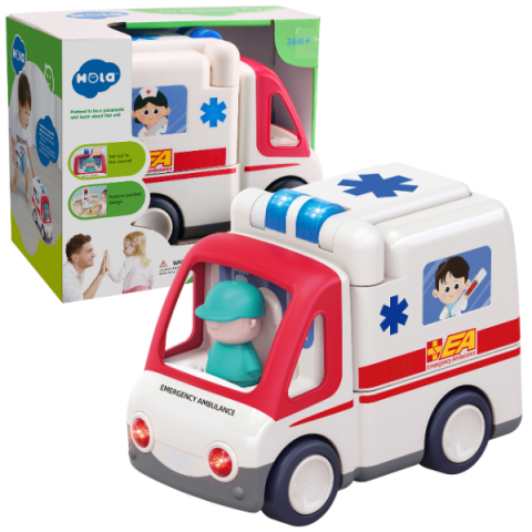 0-3 ani - Masinuta "Ambulanta" cu efecte luminoase și sonore