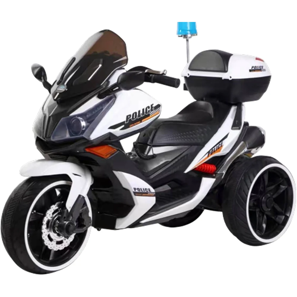 Vehicule electrice pentru copii - Motocicletă electrică de poliție pentru copii cu stație walkie-talkie, albă (34565)