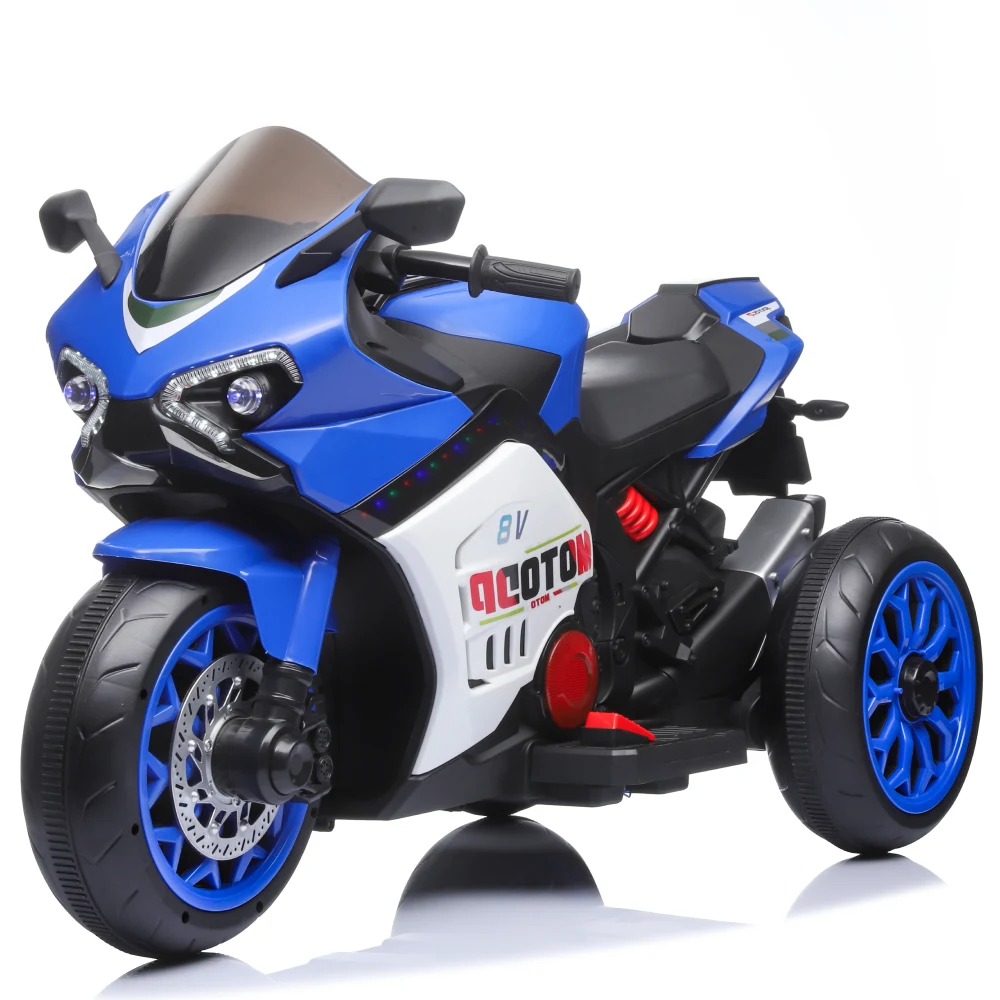 Motociclete electrice pentru copii - Motocicletă electrică pentru copii cu parbriz iluminat LED, albastră (67839)