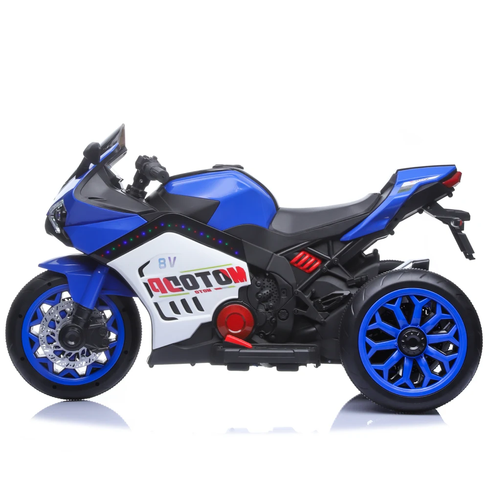 Motocicletă electrică pentru copii cu parbriz iluminat LED, albastră (67839) [1]
