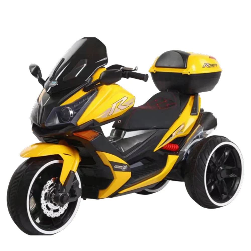 Vehicule electrice pentru copii - Motocicletă electrică pentru copii cu stație walkie-talkie, galbenă (23451)
