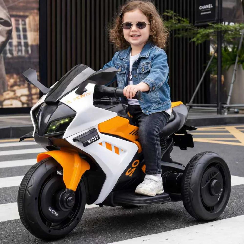 Motocicletă electrică pentru copii cu telecomandă, portocalie (52962) [1]