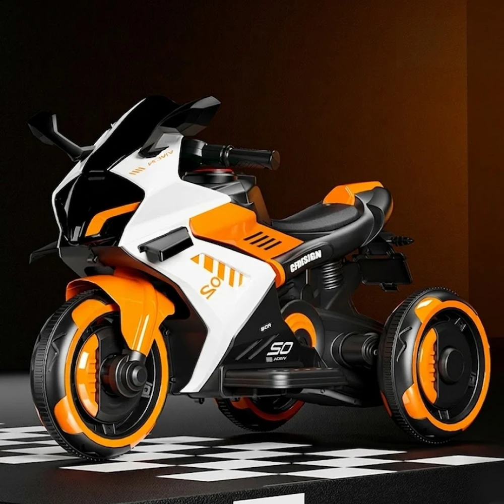 Motocicletă electrică pentru copii cu telecomandă, portocalie (52962) [2]