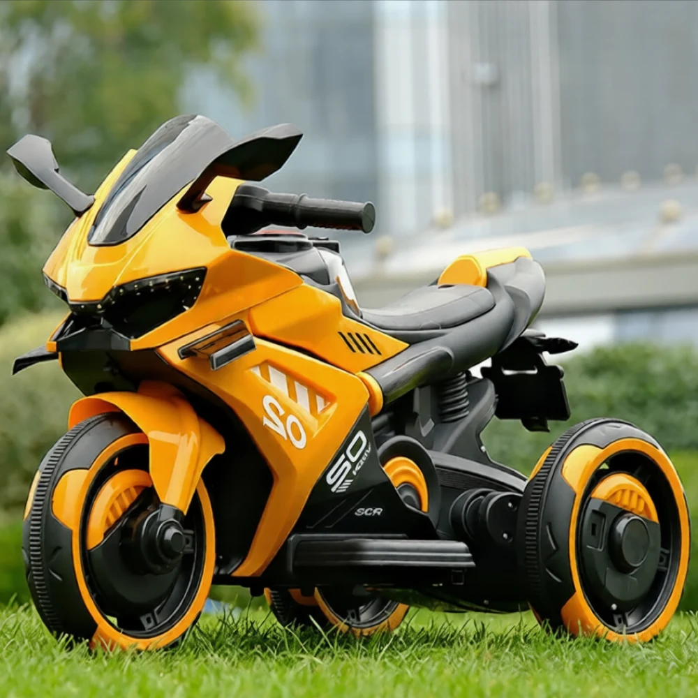 Motocicletă electrică pentru copii cu telecomandă, portocalie (67801) [2]