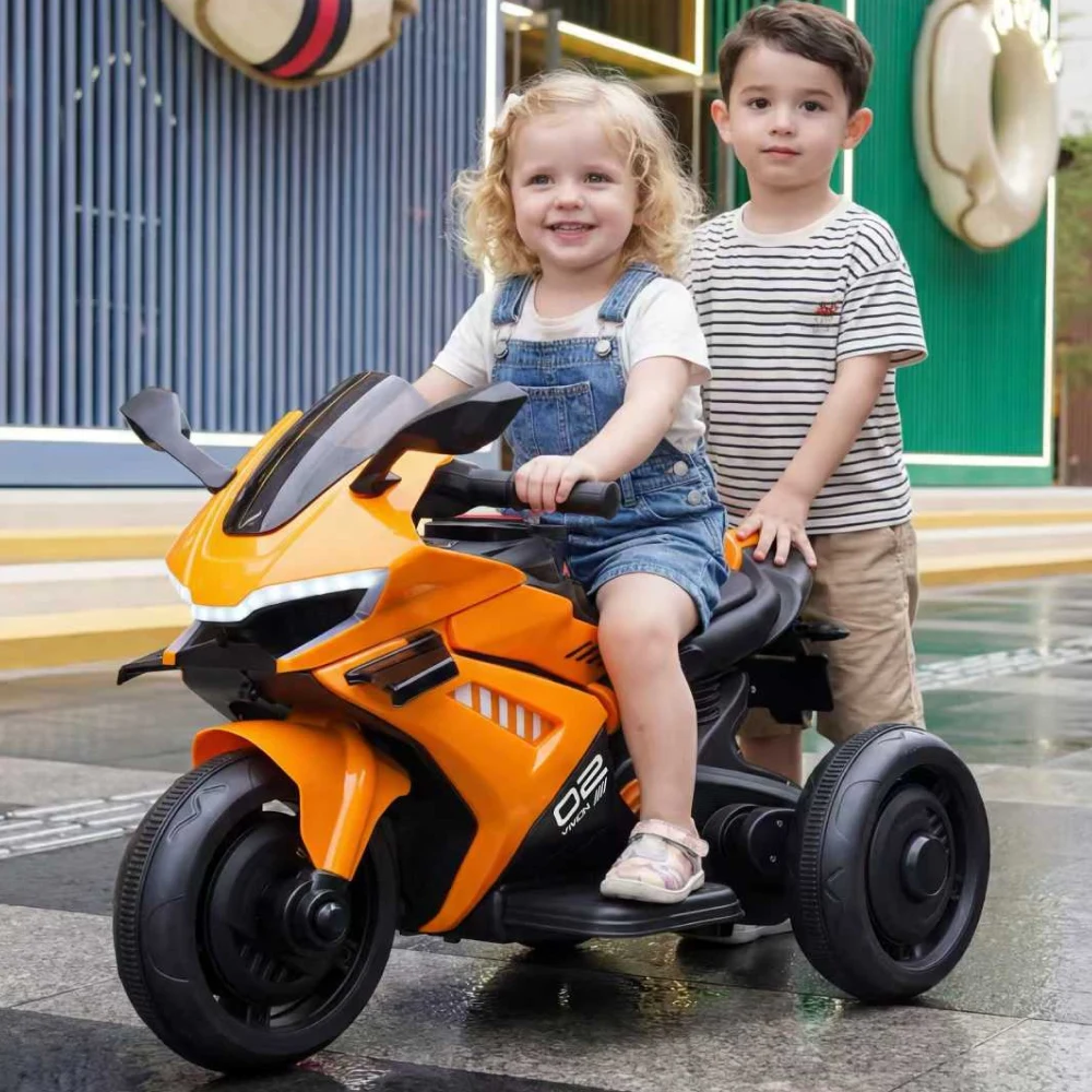 Motocicletă electrică pentru copii cu telecomandă, portocalie (67801) [1]