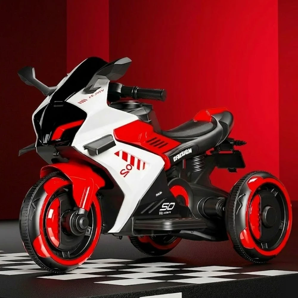 Motocicletă electrică pentru copii cu telecomandă, roșie (85297) [2]