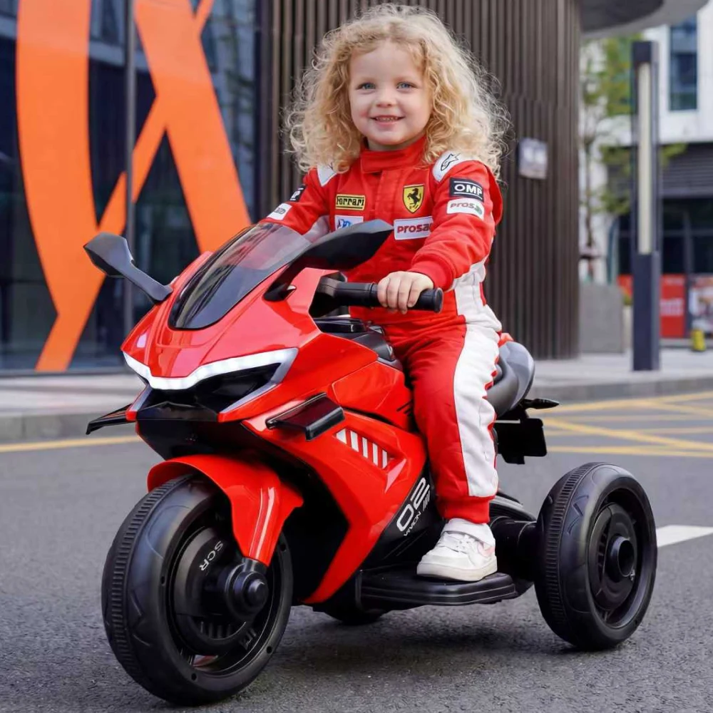 Motocicletă electrică pentru copii cu telecomandă, roșie (96789) [1]