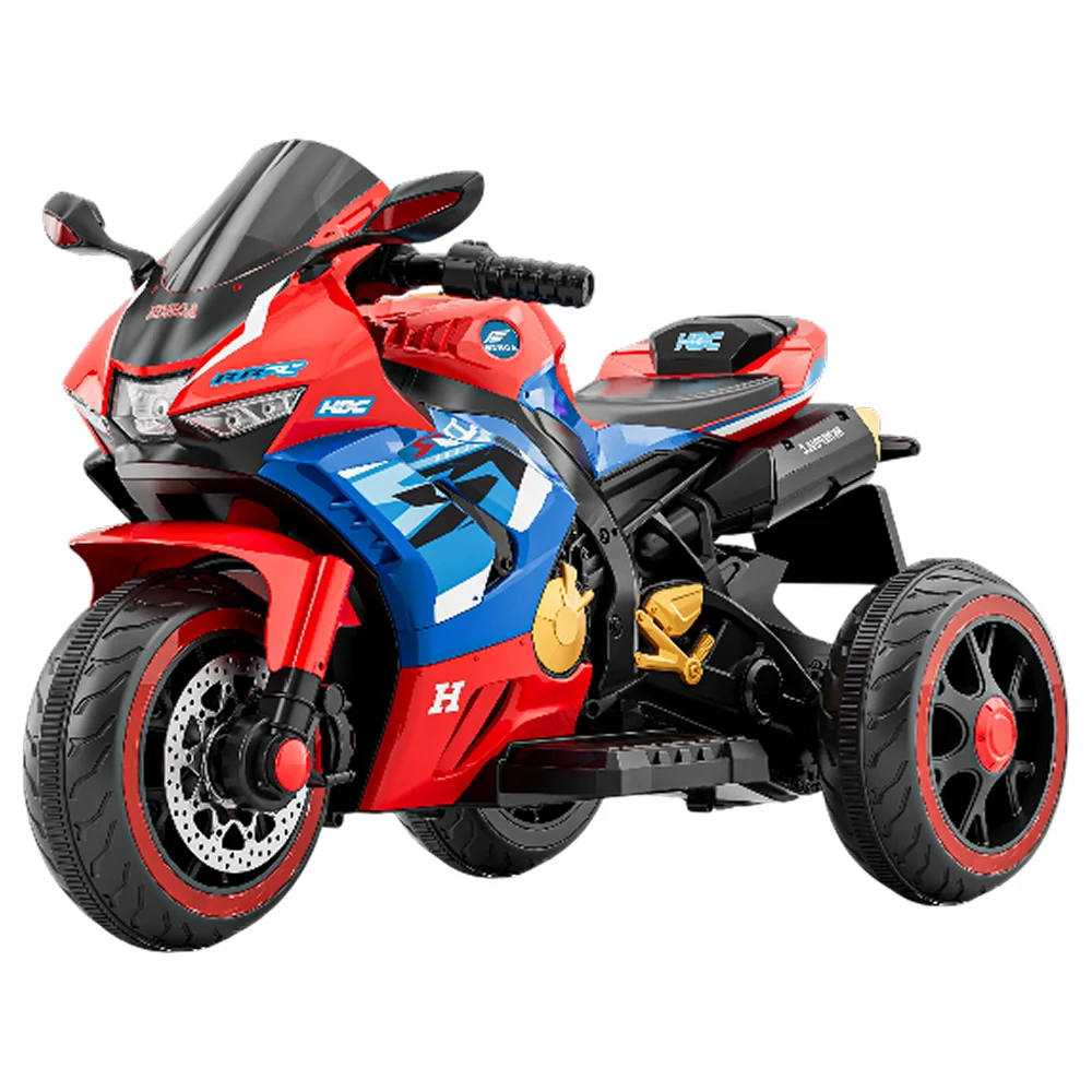 Vehicule electrice pentru copii - Motocicletă electrică pentru copii cu telecomandă, roșie-albastră (RT516)