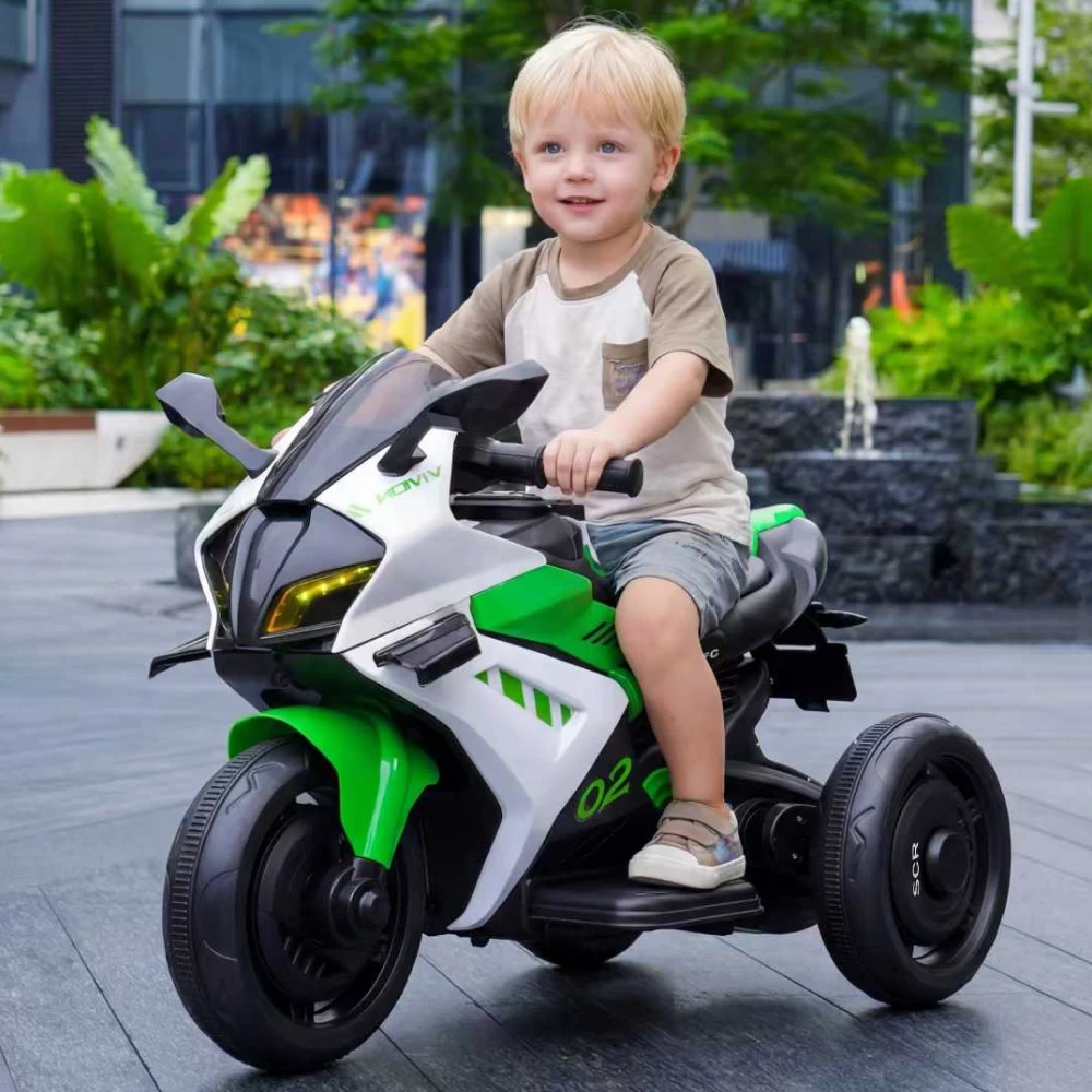 Motocicletă electrică pentru copii cu telecomandă, verde (18528) [1]