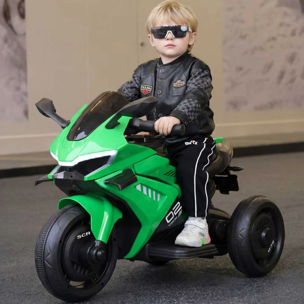 Motocicletă electrică pentru copii cu telecomandă, verde (RTW8) [1]