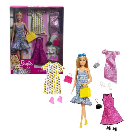 Păpușe - Păpușă Barbie cu 4 ținute
