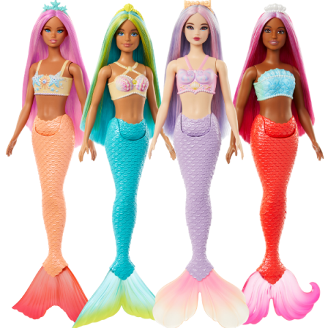 Păpușe Barbie - Papușa Barbie Dreamtopia "Sirena cu păr multicolor", 4 modele