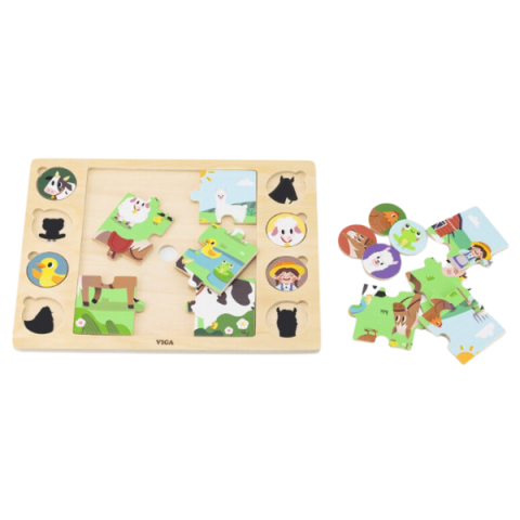 Puzzle din lemn "Animale de fermă" 17 elem. [4]