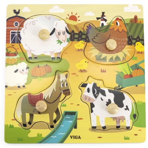 Puzzle - Puzzle din lemn cu buton „Ferma”