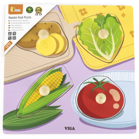 Puzzle din lemn cu buton „Legume" [5]