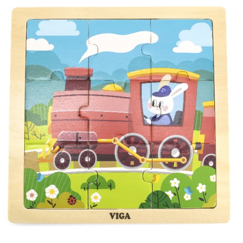 Puzzle - Puzzle din lemn "Locomotivă" 9 elem.