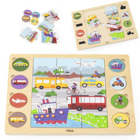 Puzzle din lemn "Transport" 9 elem. [3]
