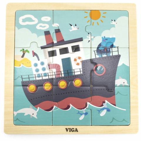 Puzzle - Puzzle din lemn "Vapor", 9 elem.