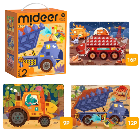 Puzzle - Puzzle Level Up „Dinozauri - echipamente de construcție”, nivelul 2
