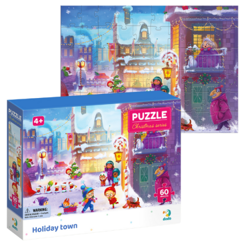 Puzzle - Puzzle "Orașul Sărbătorilor", seria Crăciun, 60 elem.