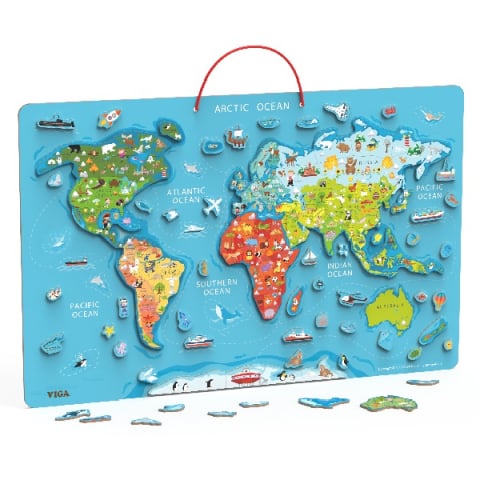 Puzzle - Puzzle și tablă magnetică „Harta lumii”