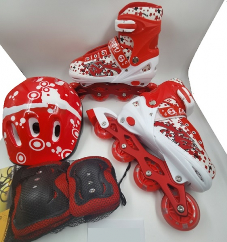 Set Role pentru Copii "Red Comet" - Cască și Protecții Incluse ( Roți cu lumini ) Mărimia M39-42 [1]