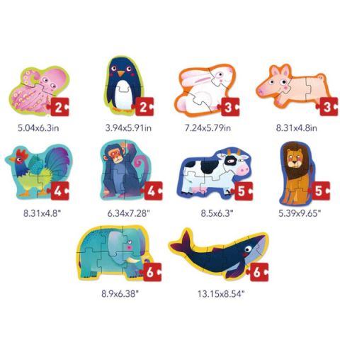 Seria de puzzle-uri „Animale”, 10 în 1, nivelul 1 [12]