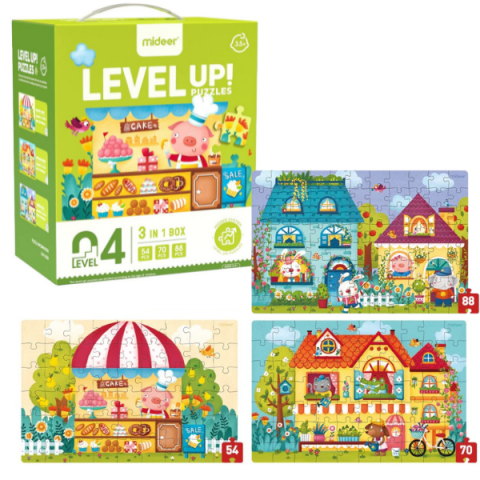 Puzzle - Seria de puzzle-uri „Orașul de basm”, 3 în 1, nivelul 4