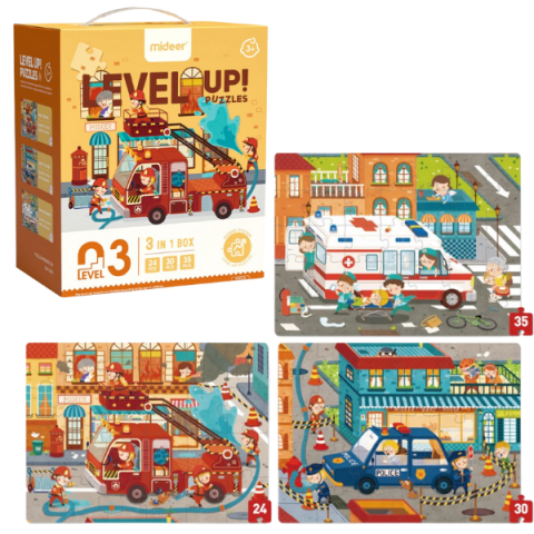 Puzzle - Seria de puzzle-uri „Salvatorii orașului”, 3 în 1, nivelul 3