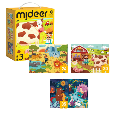 Puzzle - Seria de puzzle-uri „Scene din Viața Animalelor”, 3 în 1, nivelul 3